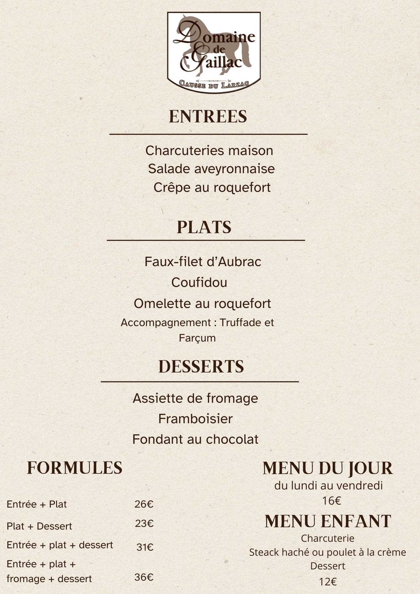 Découvrez notre carte du restaurant