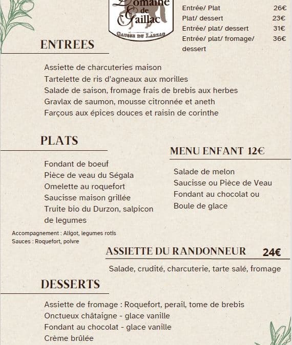 Carte été 2026